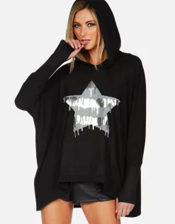 Cheap Foil Dripping Star Oversized Pullover Hoodie | Wilma By Women Hoodies