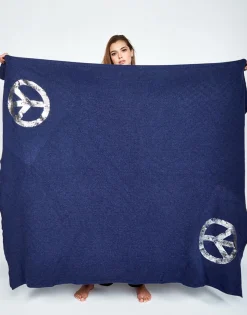 Clearance Foil Vintage Peace Cashmere Blanket Limited Edition W/ Custom Box Women Sweaters & Knits