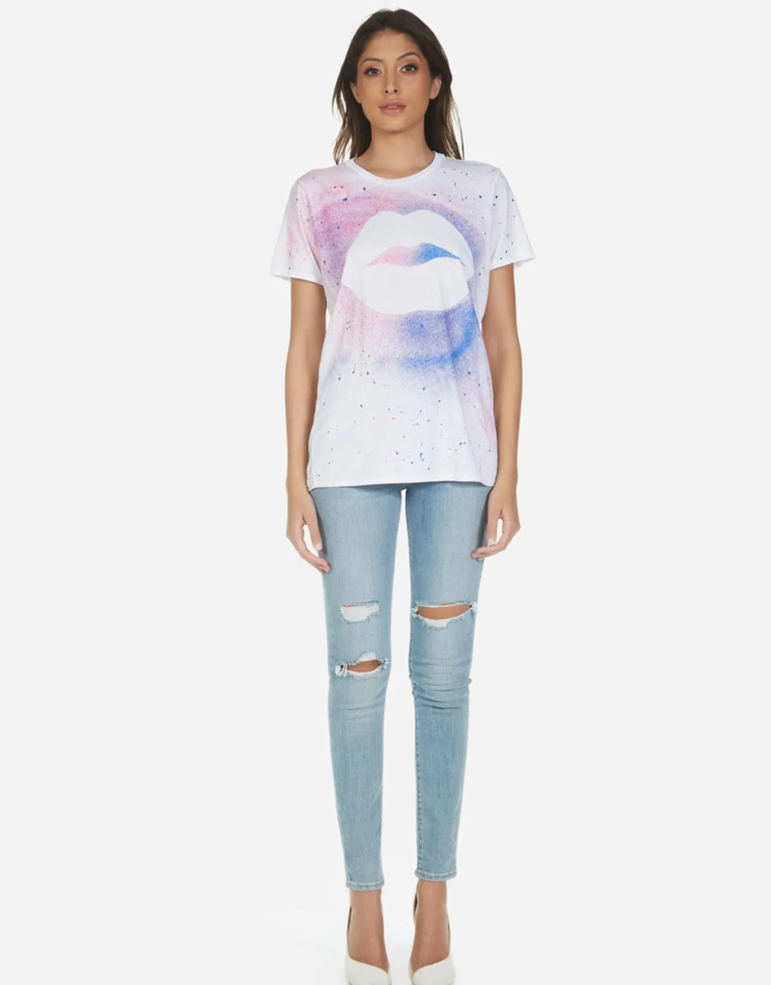 Cheap Galaxy Lip Splatter S/S Boyfriend Tee | Wolf By Women Short Sleeve