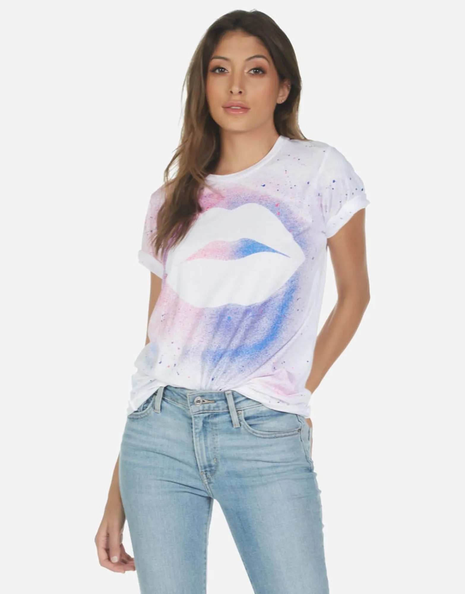 Cheap Galaxy Lip Splatter S/S Boyfriend Tee | Wolf By Women Short Sleeve