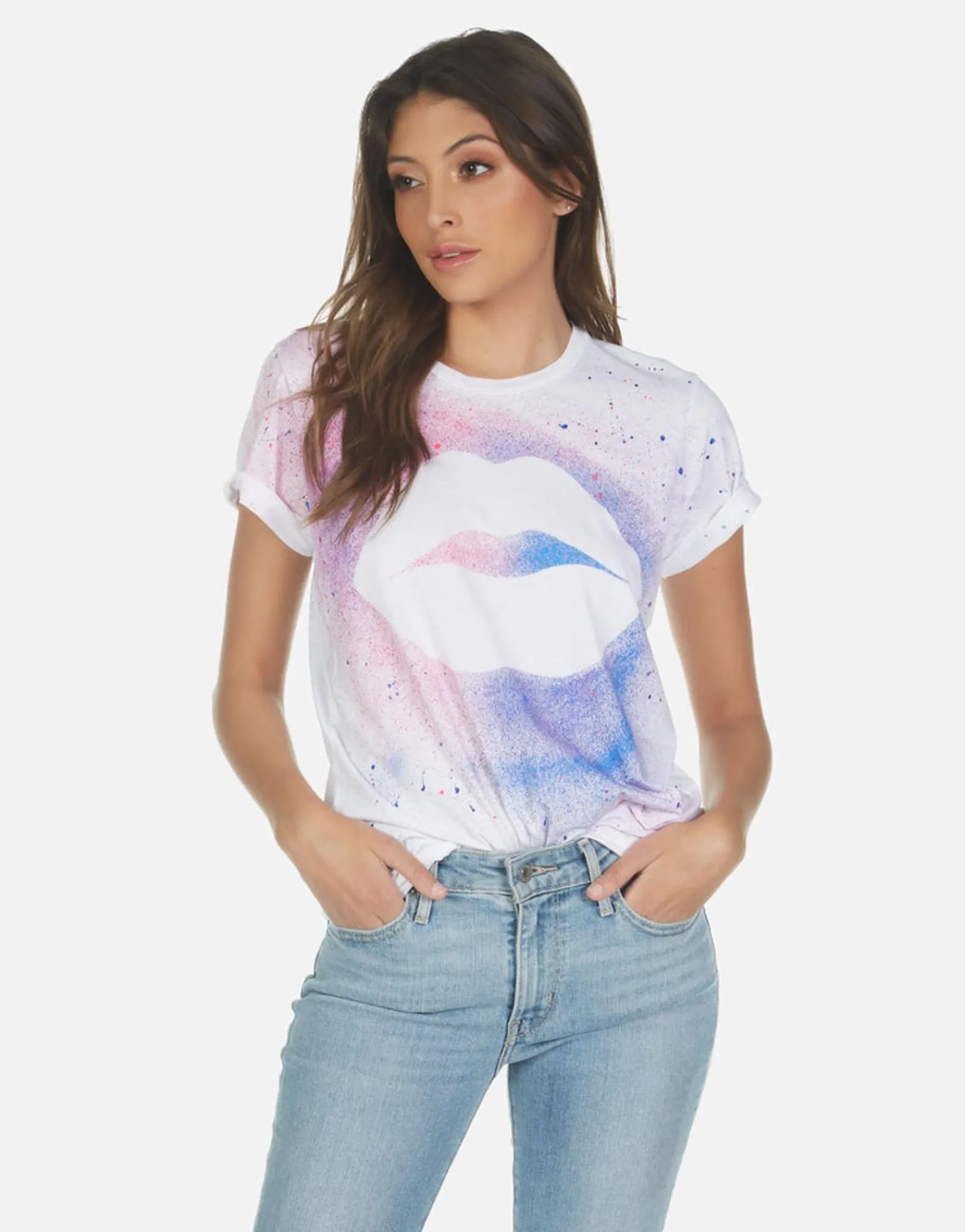 Cheap Galaxy Lip Splatter S/S Boyfriend Tee | Wolf By Women Short Sleeve