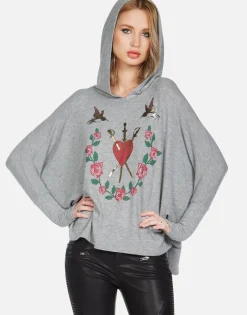 Sale Garden Of Love Oversized Pullover W/ Hood | Wilma By Women Hoodies
