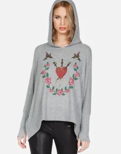 Sale Garden Of Love Oversized Pullover W/ Hood | Wilma By Women Hoodies