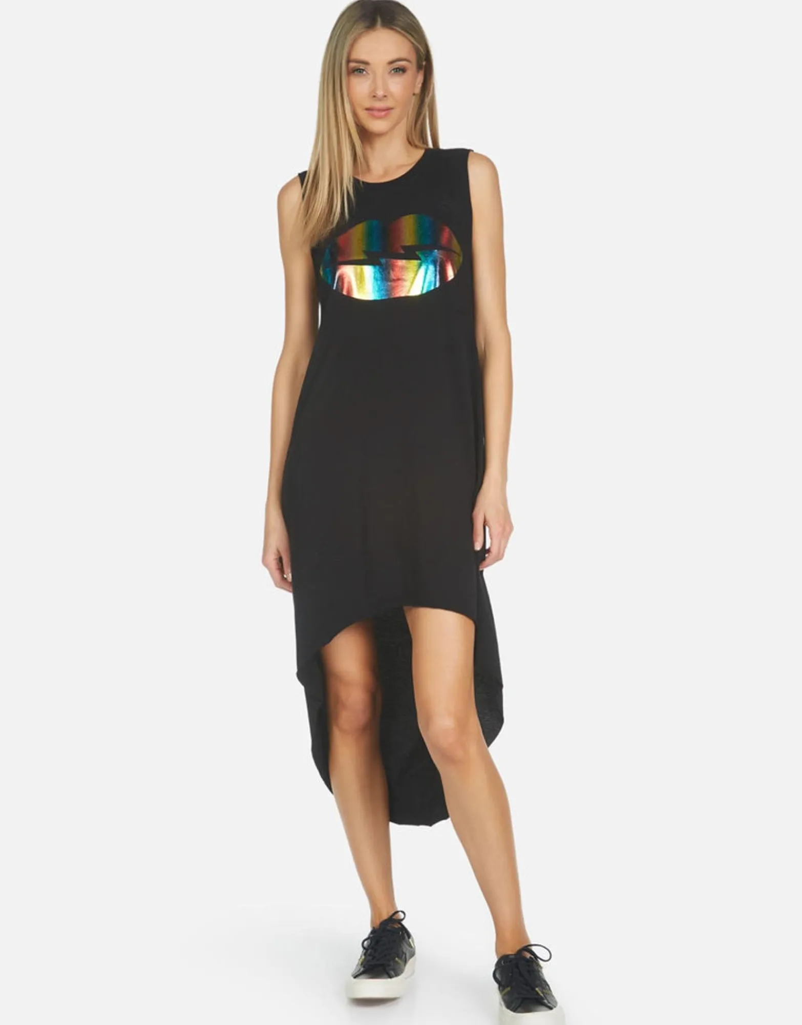 Sale Genevieve Rainbow Foil Lightning Lip Women Dresses