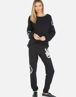 New Gia Skull Peace Hand Women Long Sweatpants