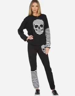 Cheap Gia Stripe Skull Women Long Sweatpants