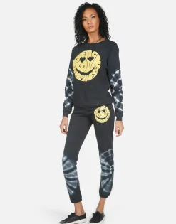 Store Gia Text Happy Face Women Long Sweatpants