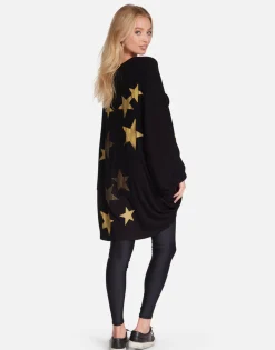 Cheap Gold Crystal Multi Stars Drape Cardigan | Isla By Women Sweaters & Knits