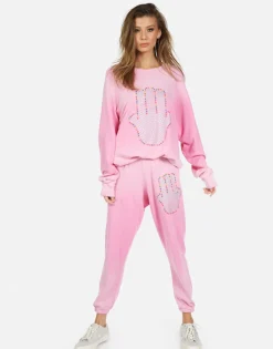 Best Hamsa Elements Pink Ombre Crop Sweatpant | Alana By Women Crop Sweatpants