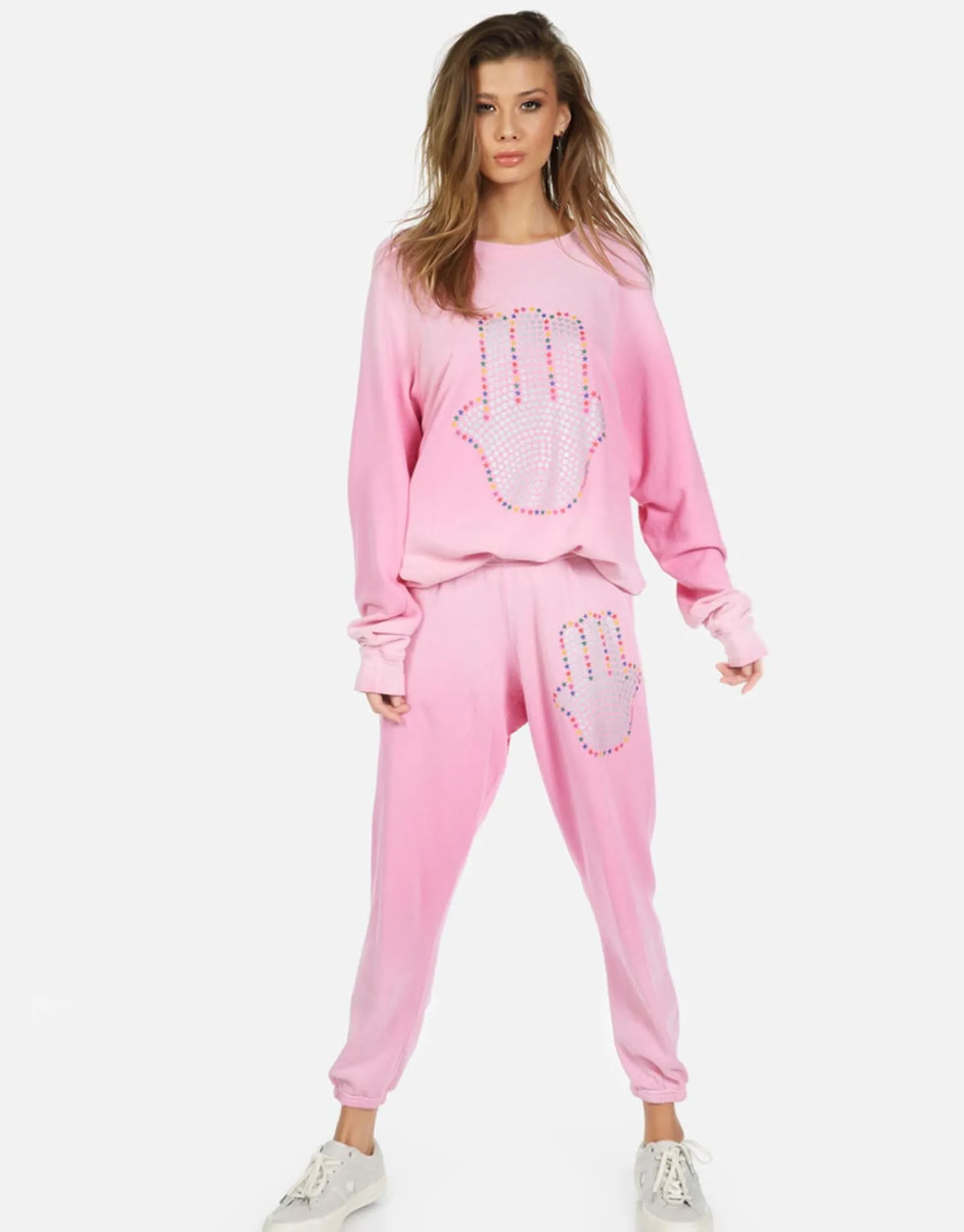 Best Hamsa Elements Pink Ombre Crop Sweatpant | Alana By Women Crop Sweatpants