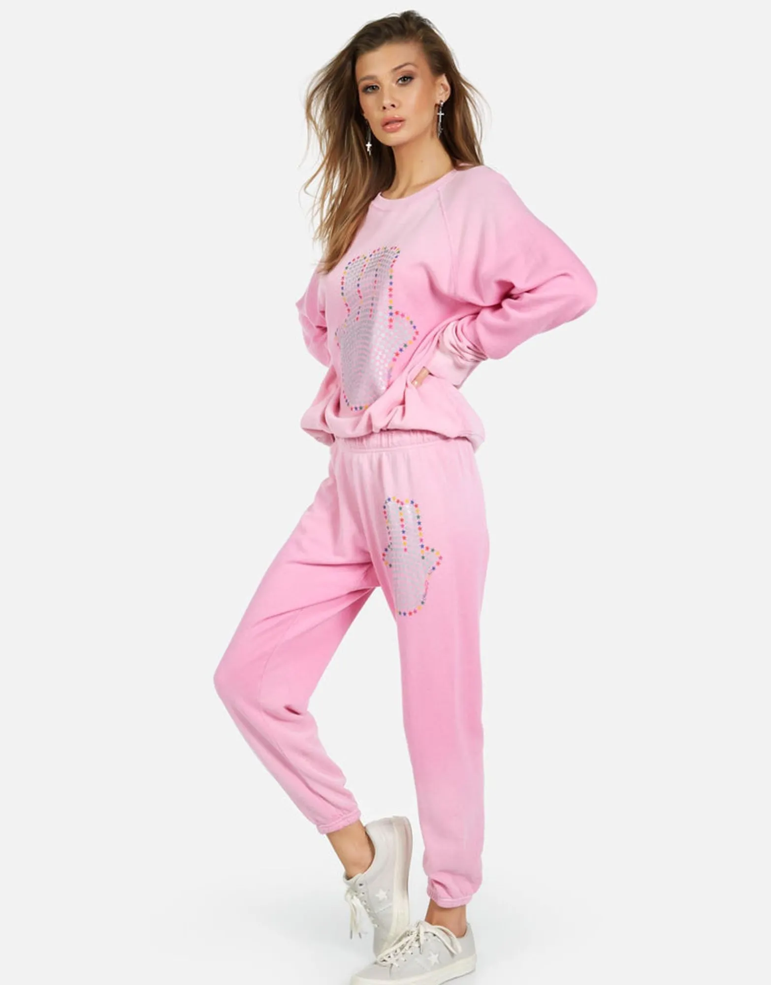 Best Hamsa Elements Pink Ombre Crop Sweatpant | Alana By Women Crop Sweatpants