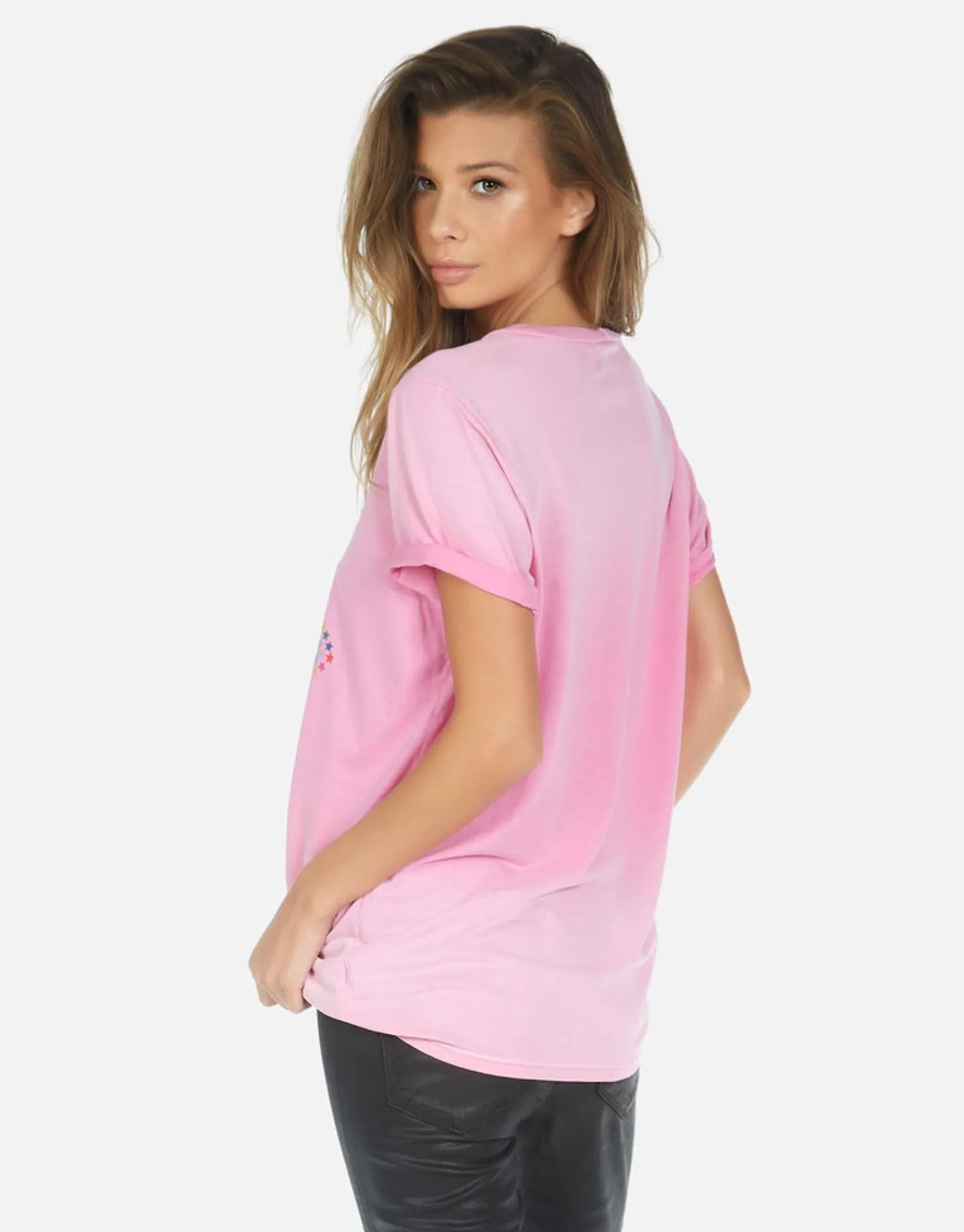 Fashion Hamsa Elements Pink Ombre Boyfriend Tee | Wolf By Women Short Sleeve