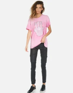 Fashion Hamsa Elements Pink Ombre Boyfriend Tee | Wolf By Women Short Sleeve