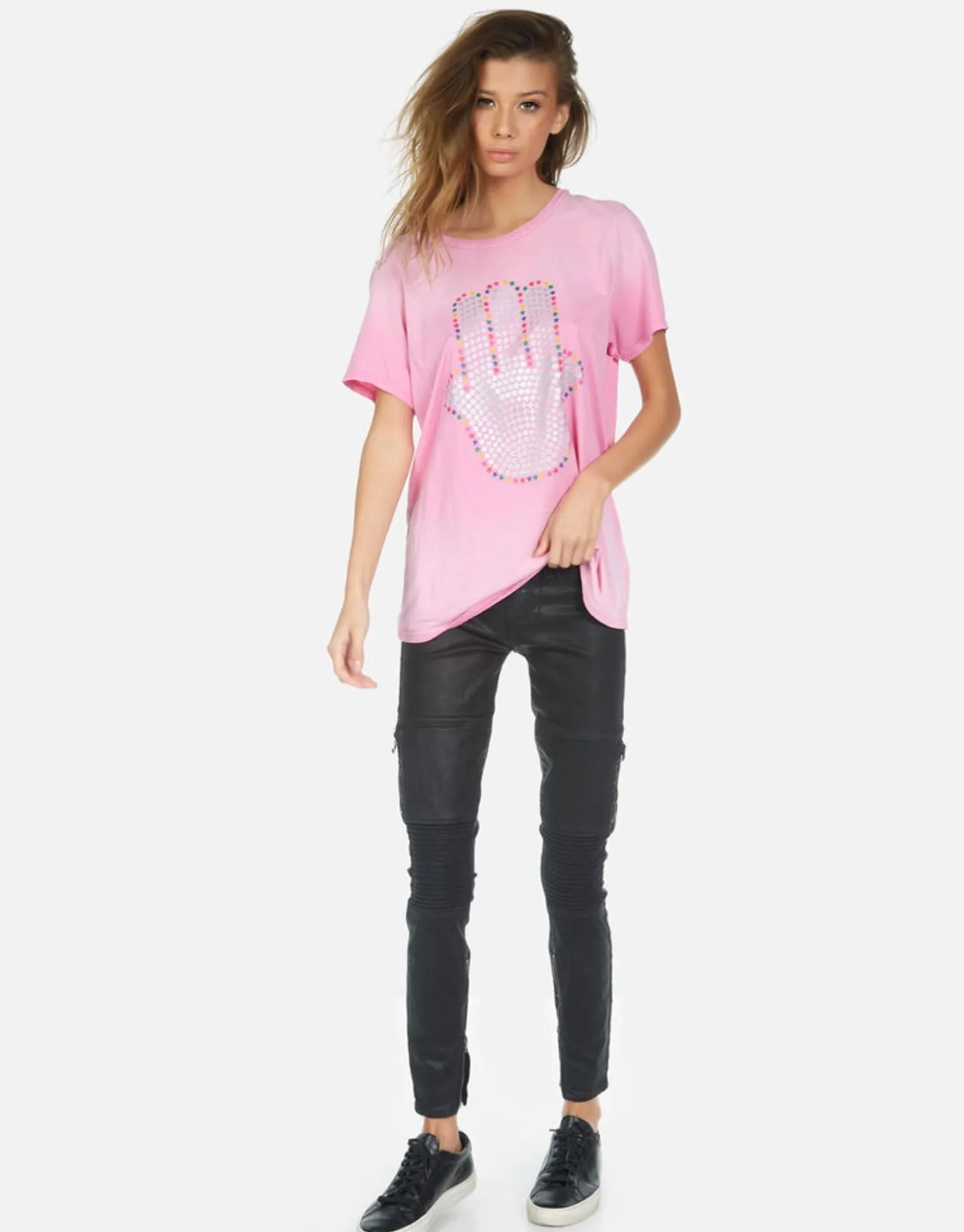 Fashion Hamsa Elements Pink Ombre Boyfriend Tee | Wolf By Women Short Sleeve