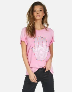 Fashion Hamsa Elements Pink Ombre Boyfriend Tee | Wolf By Women Short Sleeve