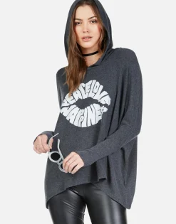 Cheap Happiness Lip Oversized Pullover W/ Hood | Wilma By Women Hoodies