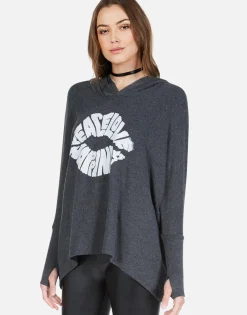 Cheap Happiness Lip Oversized Pullover W/ Hood | Wilma By Women Hoodies