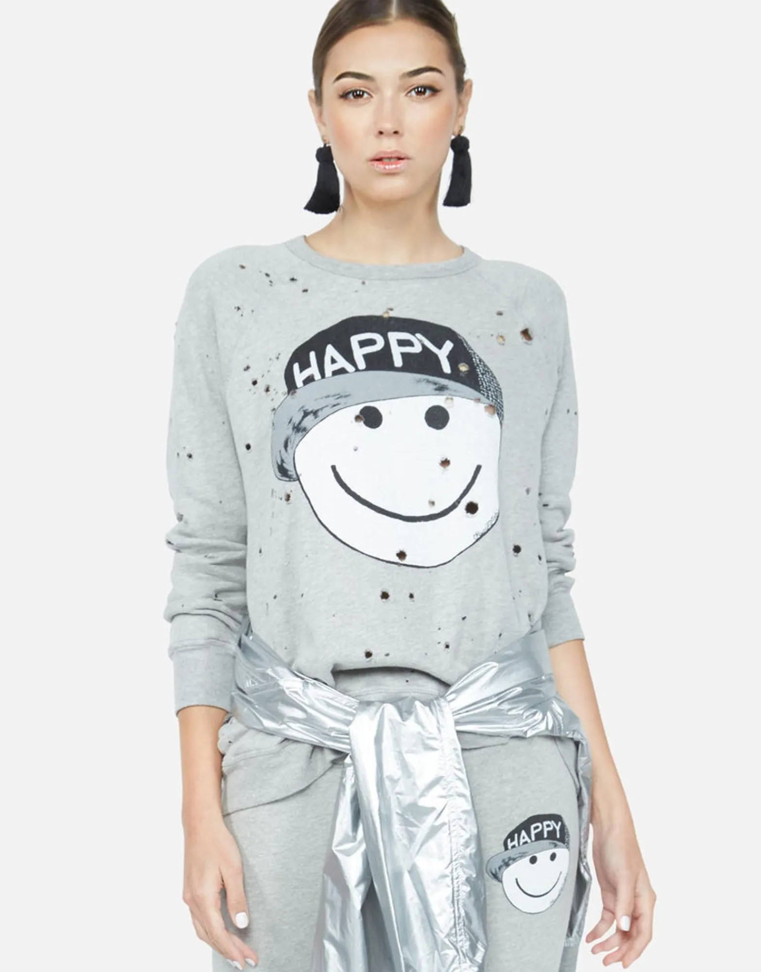 New Happy Hat Face Vintage Pullover | Darby By Women Long Sleeve