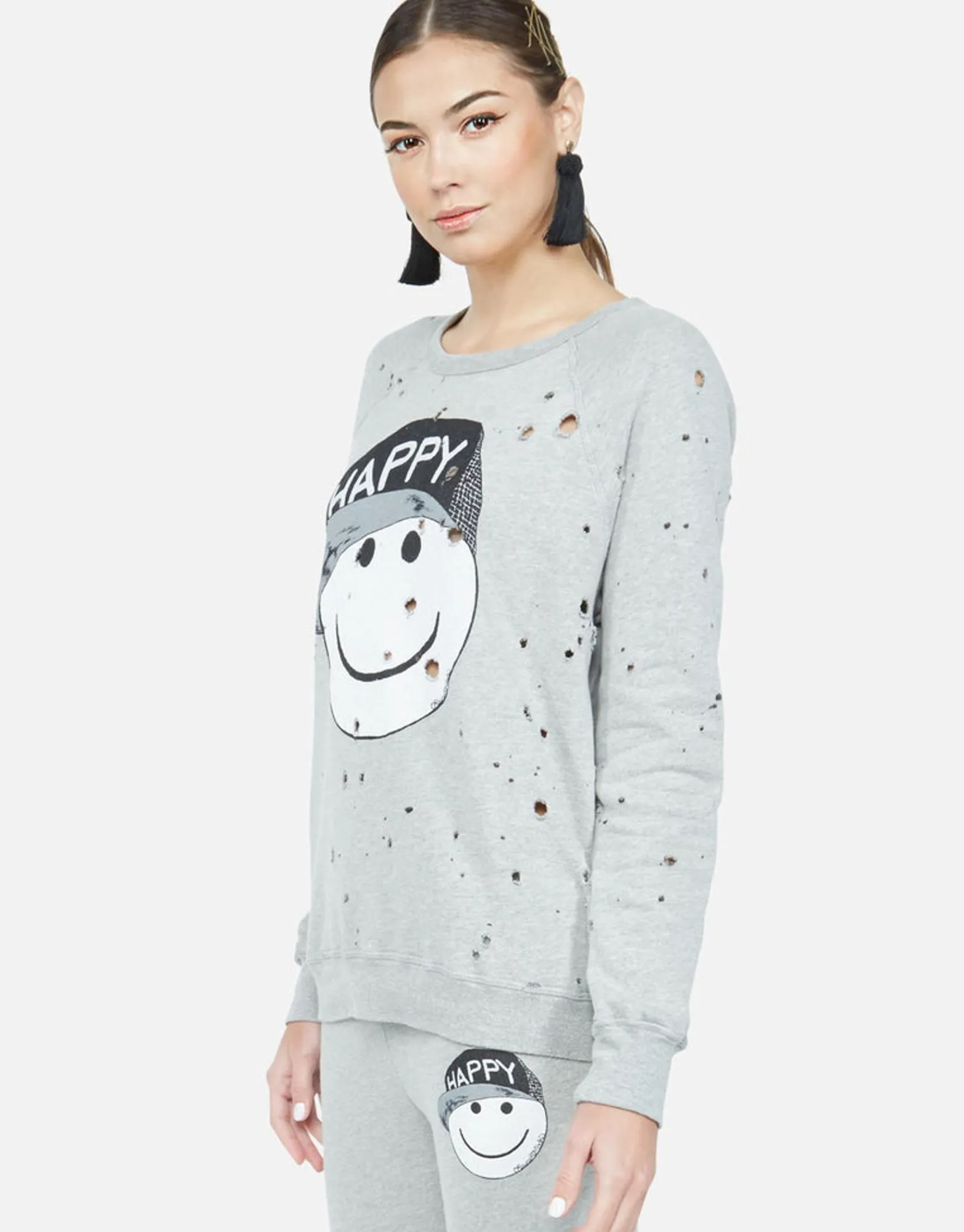 New Happy Hat Face Vintage Pullover | Darby By Women Long Sleeve