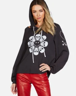Shop Happy Skull Flower Pullover Hoodie | Autumn By Women Hoodies