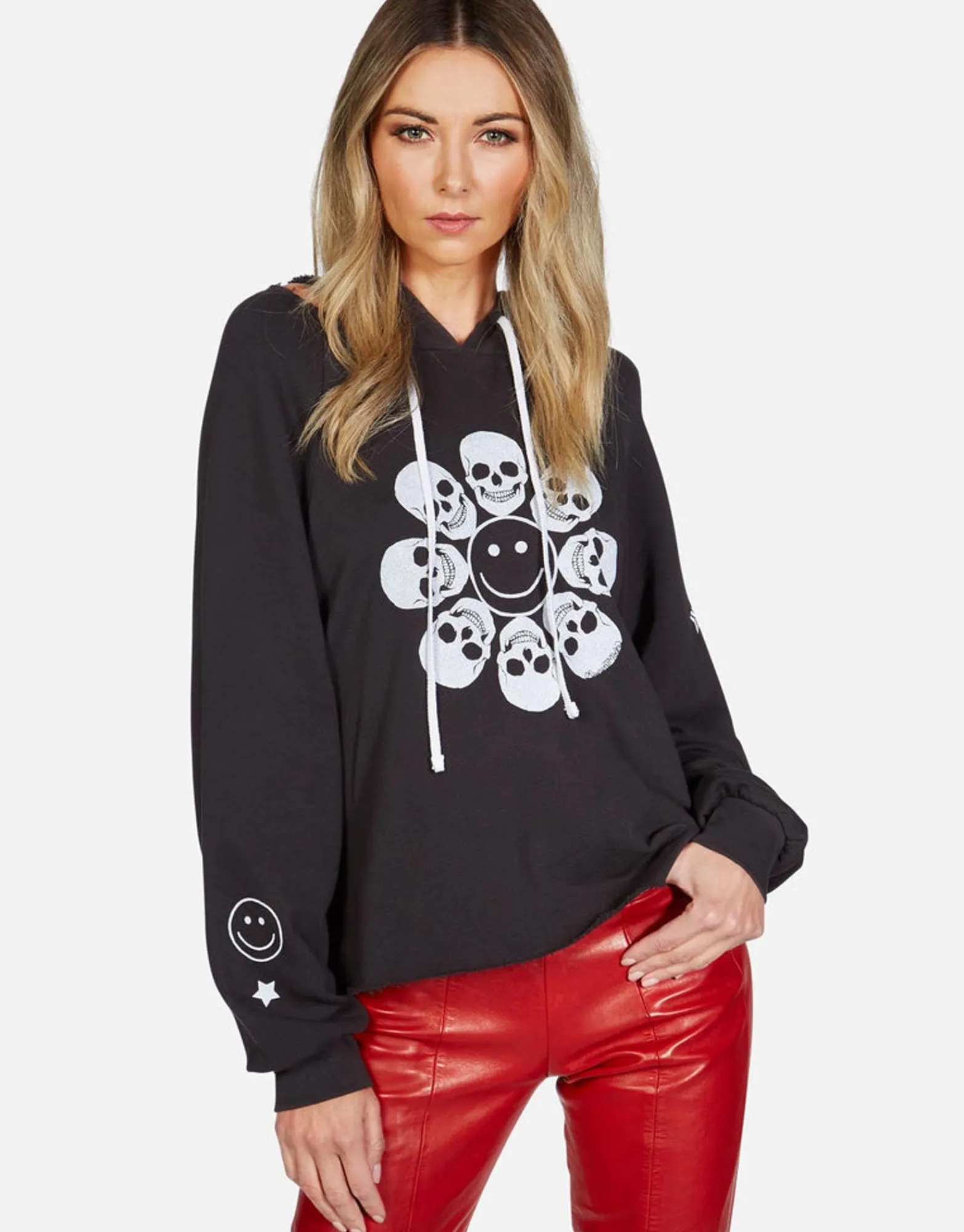 Shop Happy Skull Flower Pullover Hoodie | Autumn By Women Hoodies