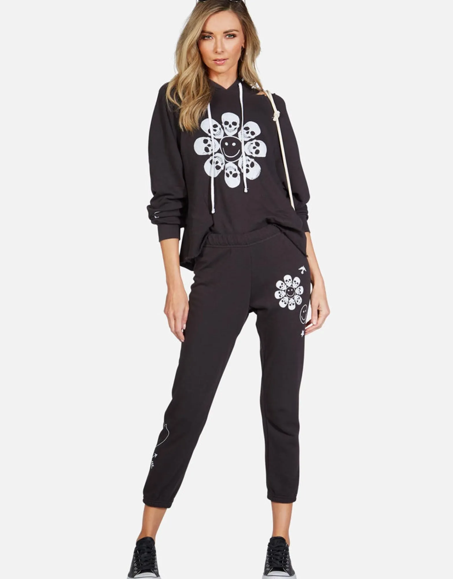 Shop Happy Skull Flower Pullover Hoodie | Autumn By Women Hoodies