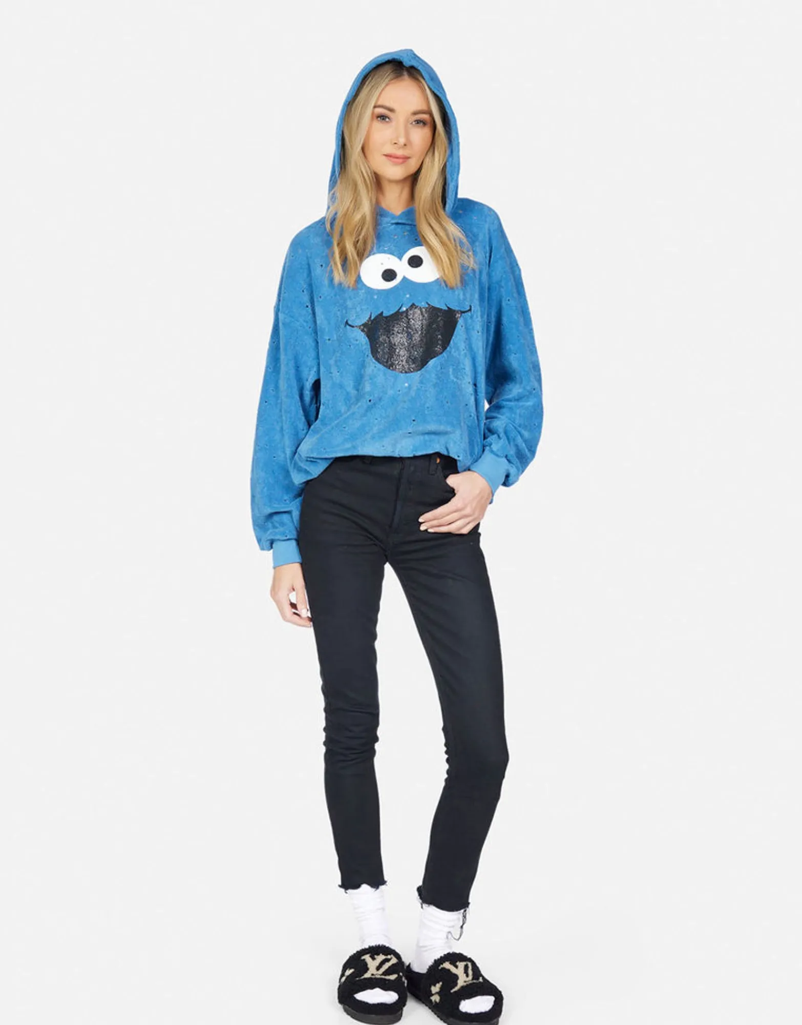 Cheap Harmony Foil Cookie Monster Women Hoodies