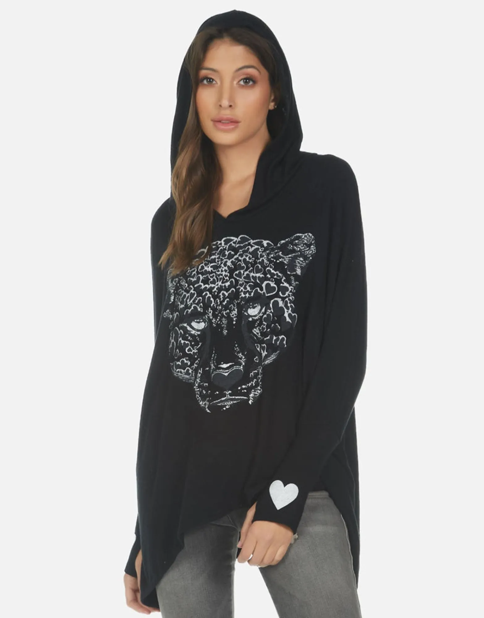 New Heart Leopard Boyfriend Hoodie | Wilma By Women Hoodies