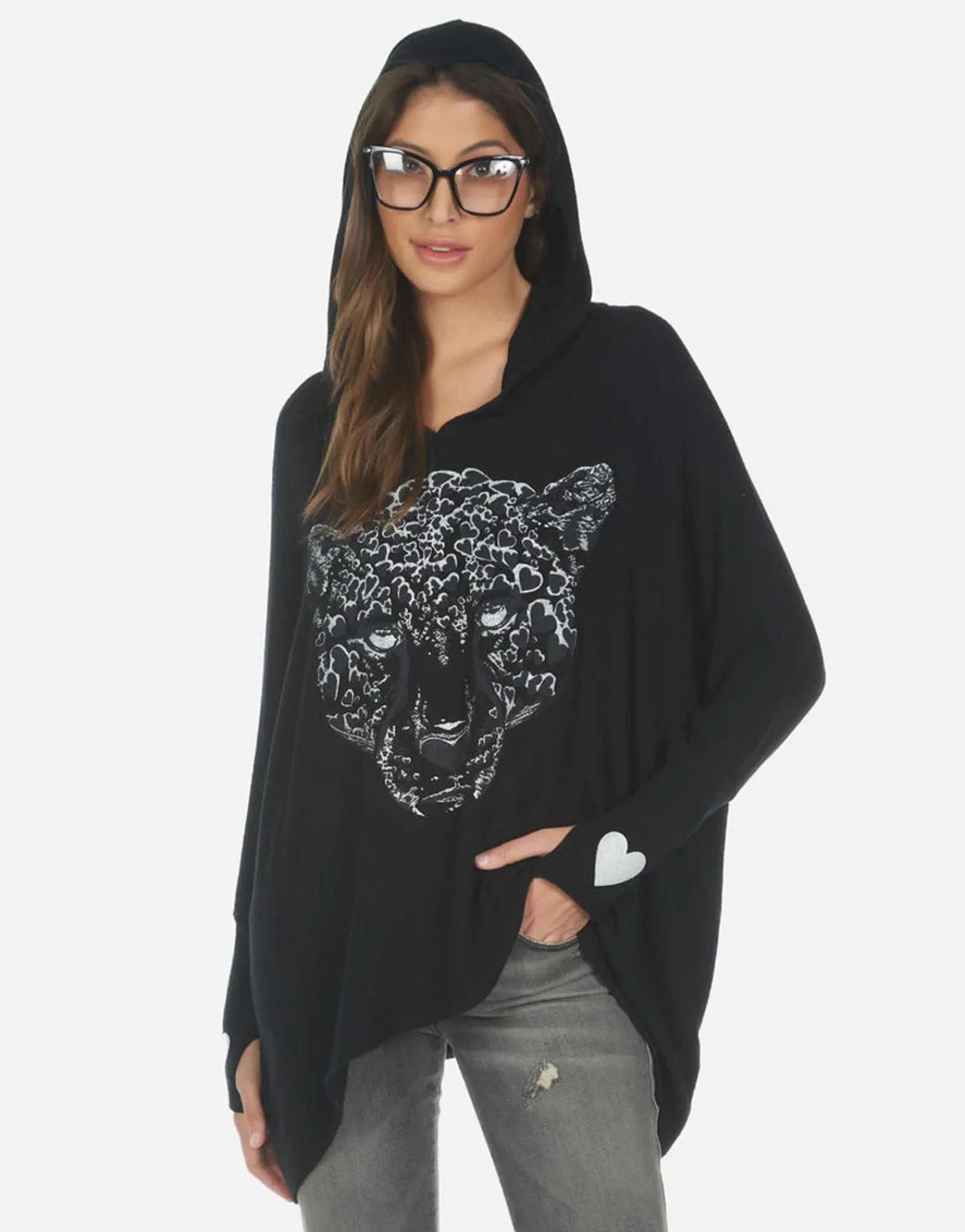 New Heart Leopard Boyfriend Hoodie | Wilma By Women Hoodies