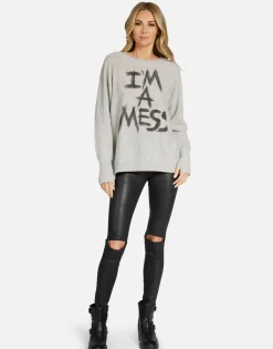 Sale I'M A Mess Cashmere Sweater W/Thumbholes | Hollis By Women Sweaters & Knits