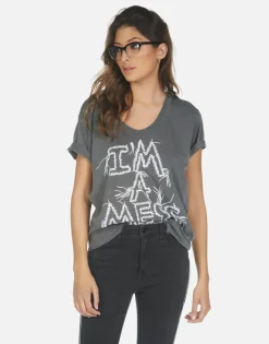 Hot I'M A Mess S/S V-Neck Tee | Elara By Women Short Sleeve