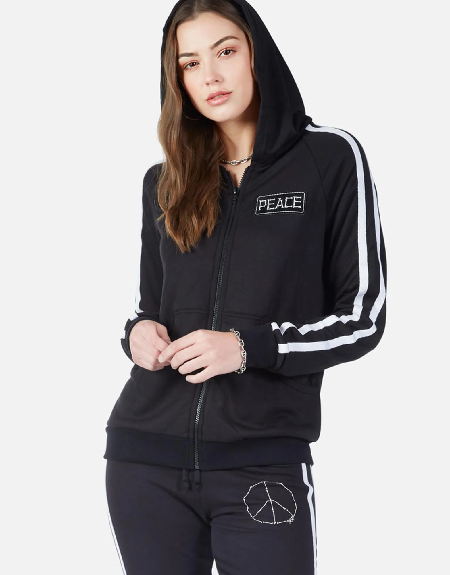 New Inner Peace Bones Zip Up Hoodie | Titi By Women Hoodies