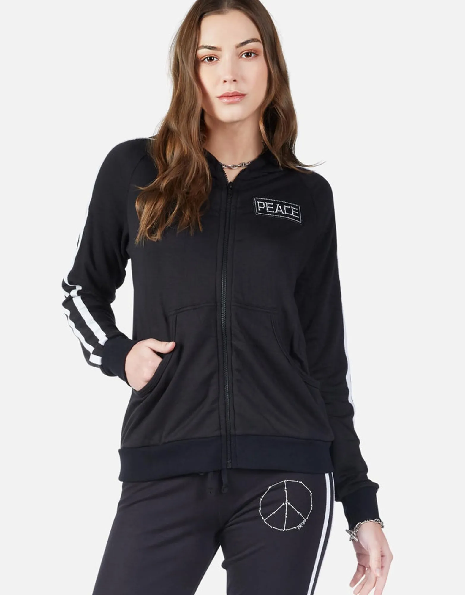 New Inner Peace Bones Zip Up Hoodie | Titi By Women Hoodies