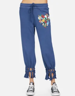 Shop Janet Retro Elements Heart Women Crop Sweatpants