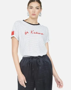Discount Je T'Adore Heart S/S Tee W/ Contrast Neck | Paulina By Women Short Sleeve