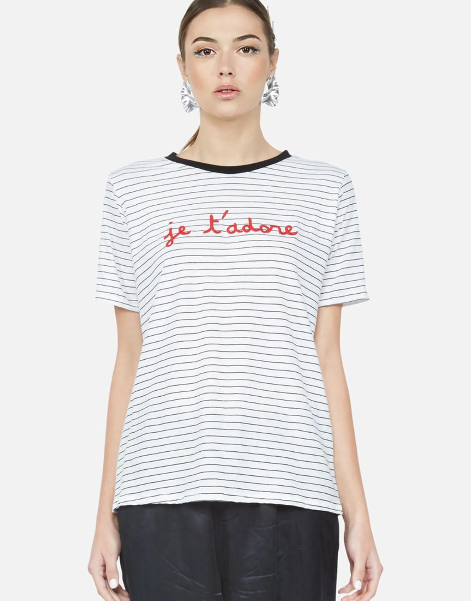 Discount Je T'Adore Heart S/S Tee W/ Contrast Neck | Paulina By Women Short Sleeve