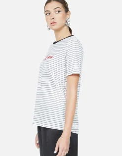 Discount Je T'Adore Heart S/S Tee W/ Contrast Neck | Paulina By Women Short Sleeve