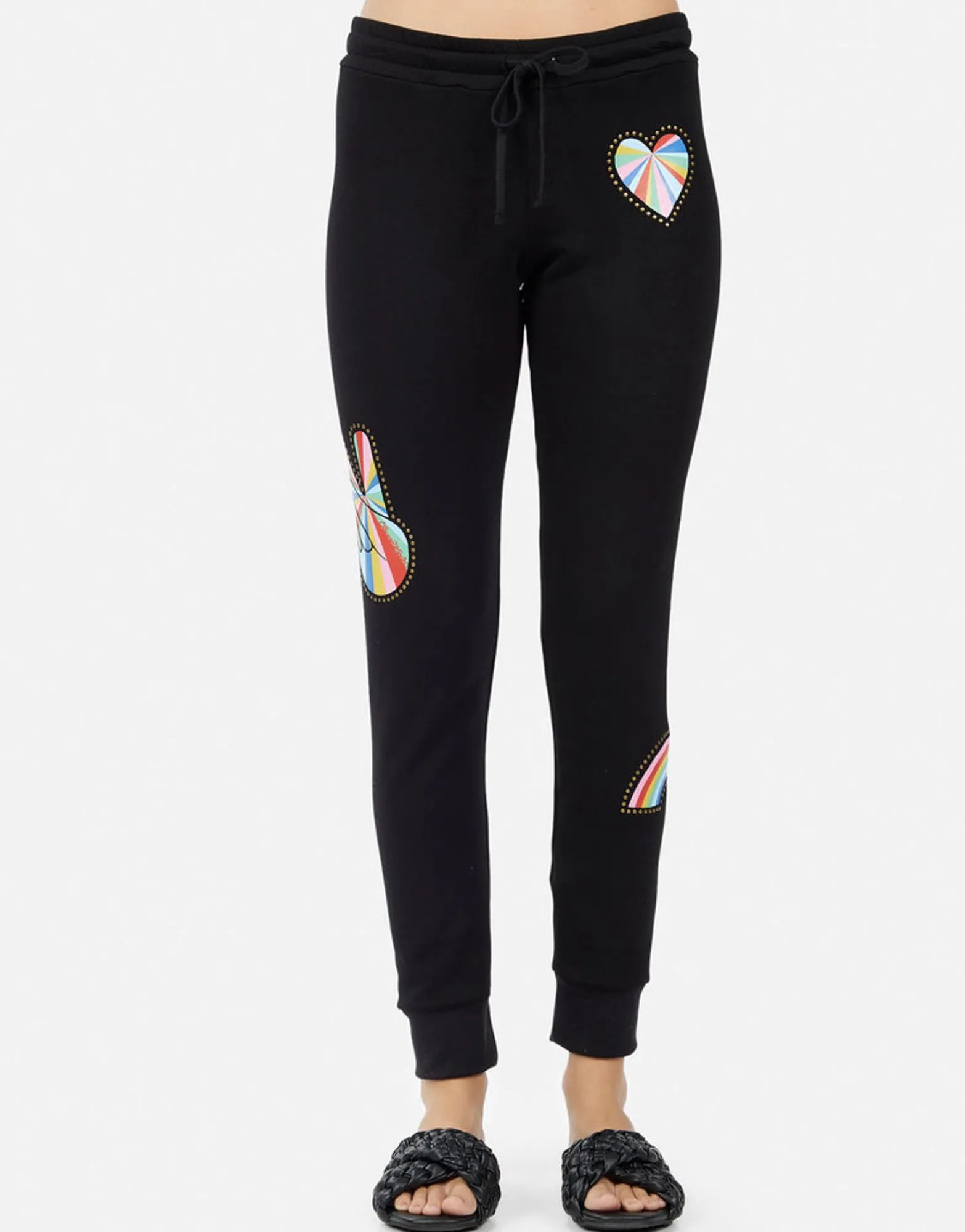 Clearance Jess Studded Stripe Peace Women Long Sweatpants