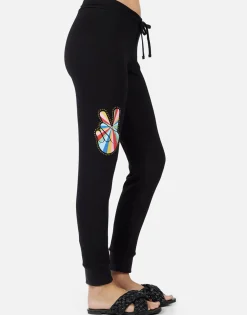 Clearance Jess Studded Stripe Peace Women Long Sweatpants