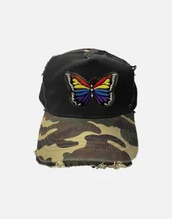 Hot Jilly Stripe Butterfly Patch Hats