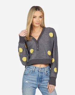 Shop Kathryn All Over Yellow Smiley Women Long Sleeve