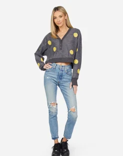 Shop Kathryn All Over Yellow Smiley Women Long Sleeve