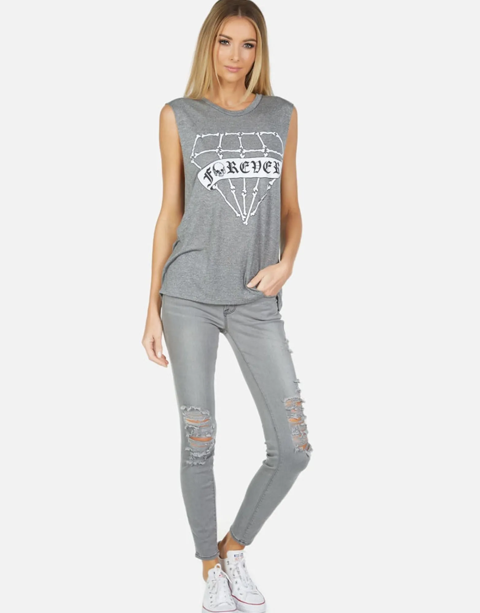 Hot Kel Bone Diamond Women Tanks