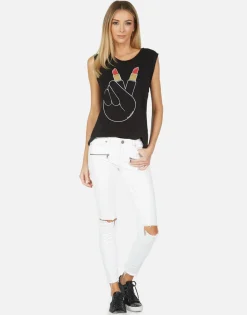 Online Kel Lipstick Peace Women Tanks