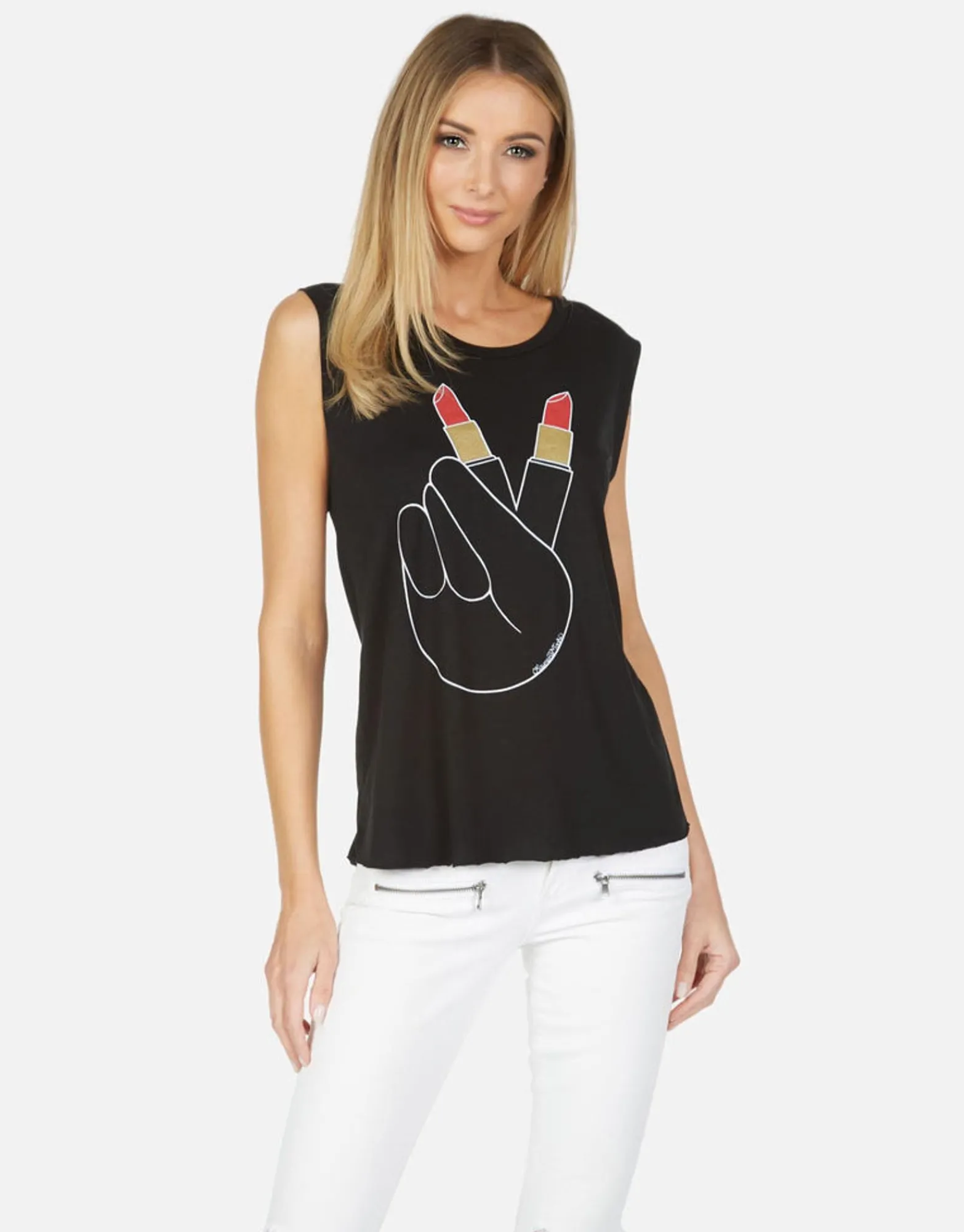 Online Kel Lipstick Peace Women Tanks