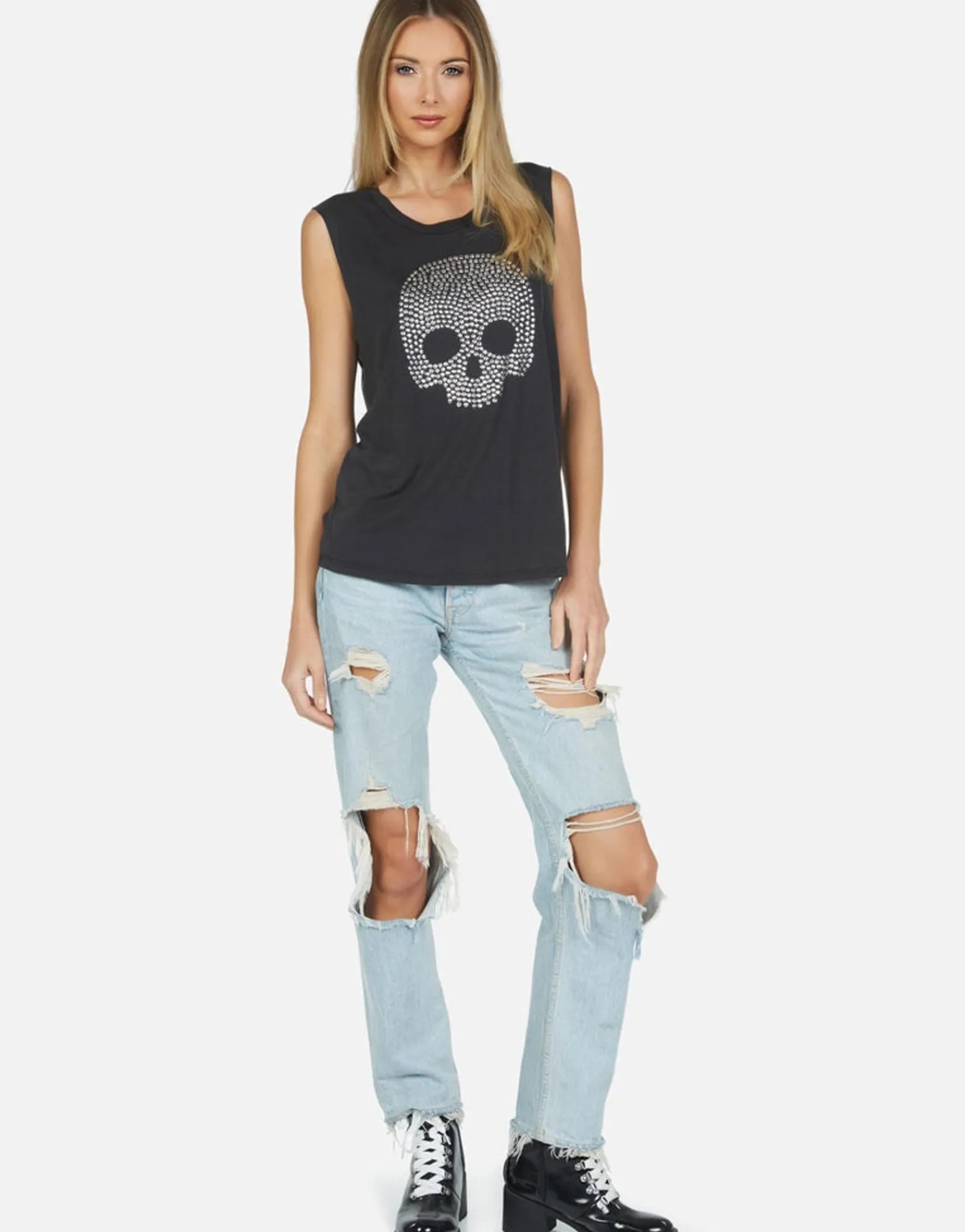 Shop Kel Nailhead Skull Women Tanks