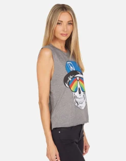 Best Kinzington Rainbow Peace Skull Women Tanks