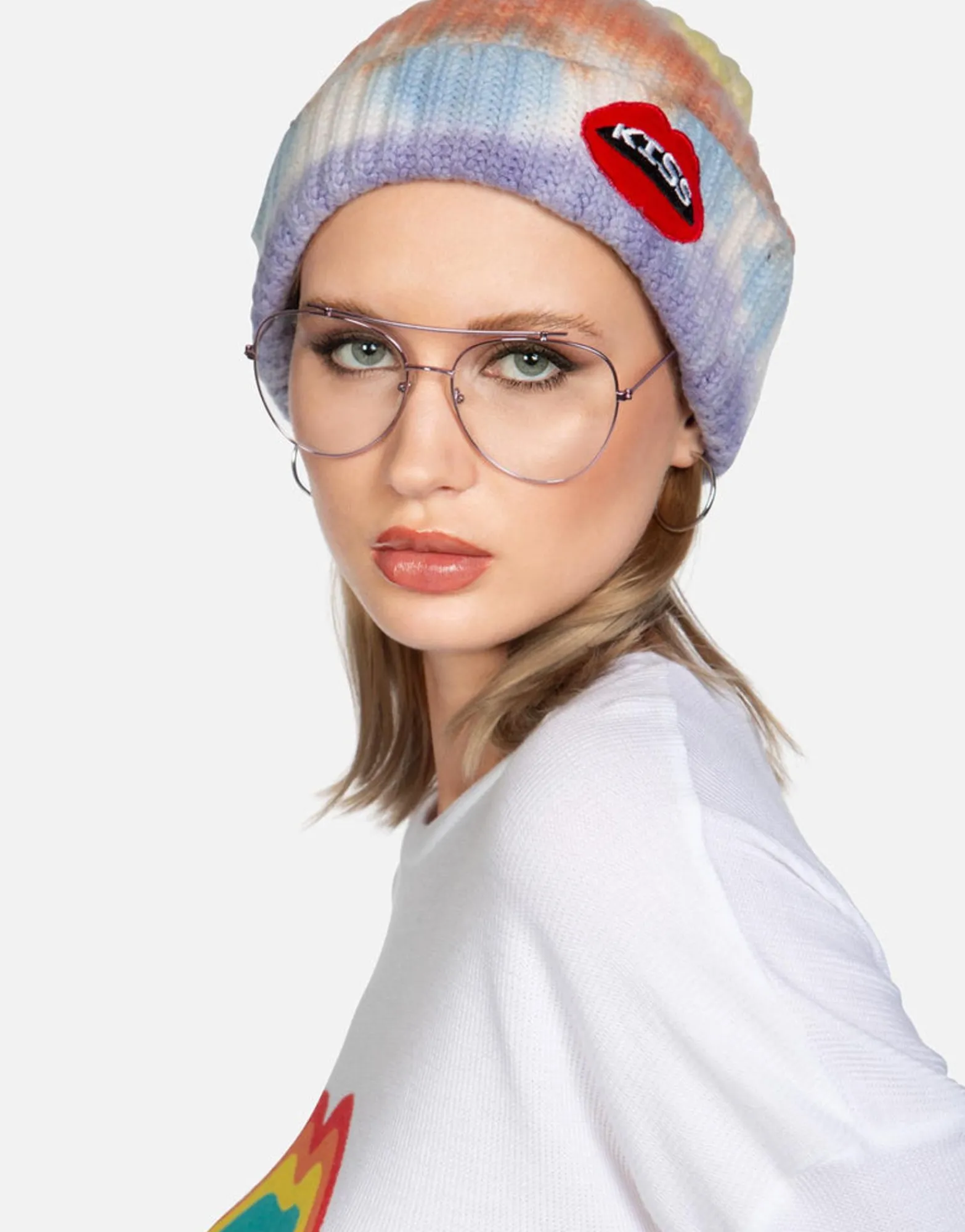 Discount Kiss Lip Patch Cashmere Slouch Beanie | Blix By Women Sweaters & Knits
