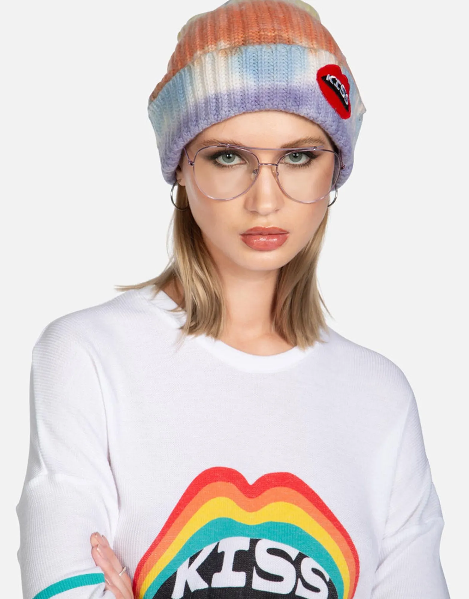 Discount Kiss Lip Patch Cashmere Slouch Beanie | Blix By Women Sweaters & Knits
