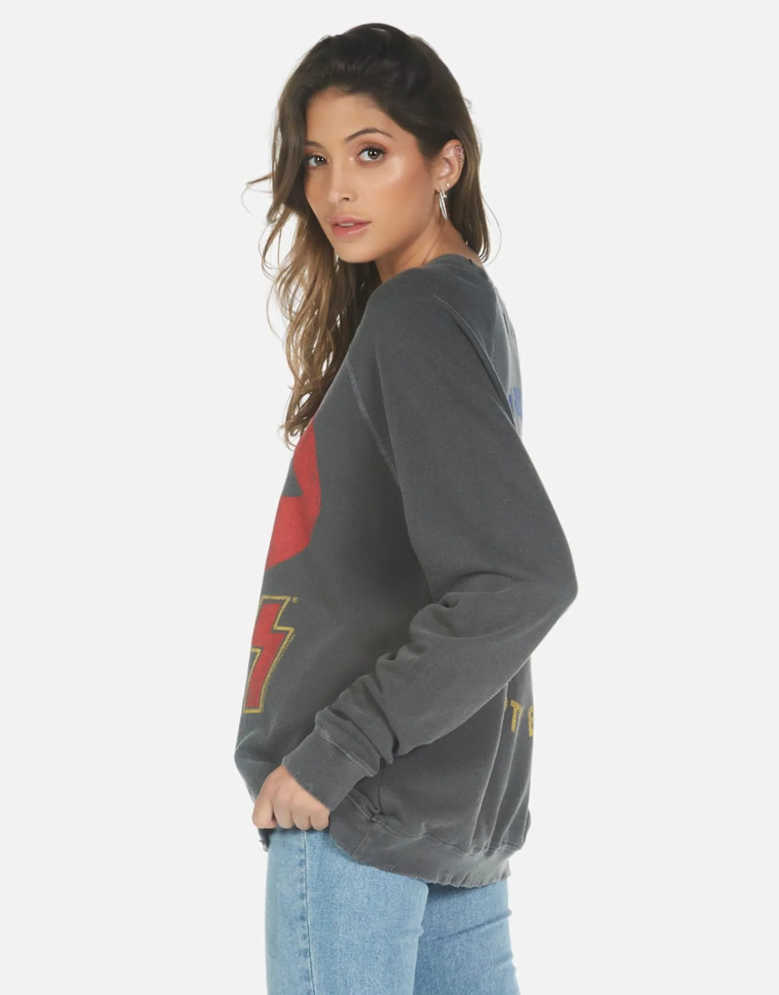 Fashion Kiss Lip Rock N Roll Boyfriend Pullover Top | Anela By Women Long Sleeve